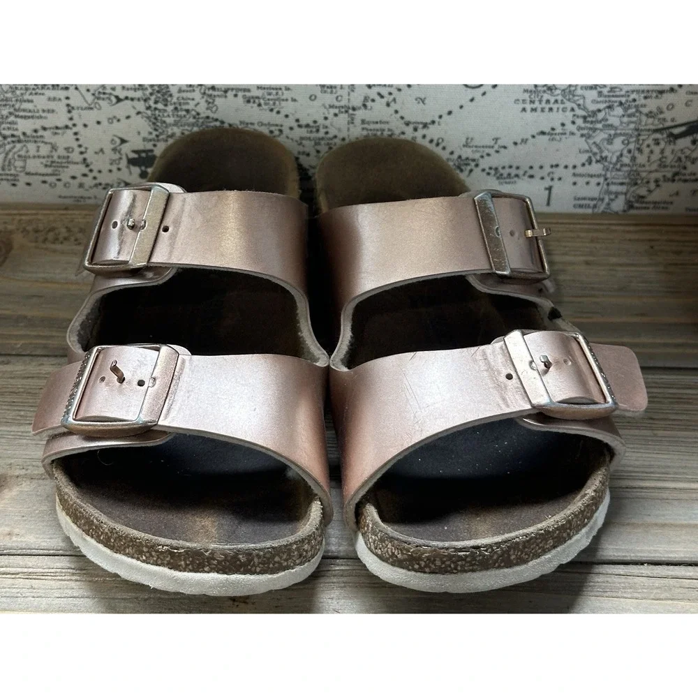 Birkenstock Arizona Sandals Metallic Rose Gold Kids 2 / 33 Excellent